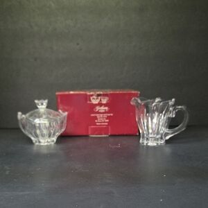 Vintage Gorham‎ Lotus Crystal Sugar & Cream Set Style #C315 Germany Made